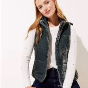 Loft Velvet Green Puffer Vest